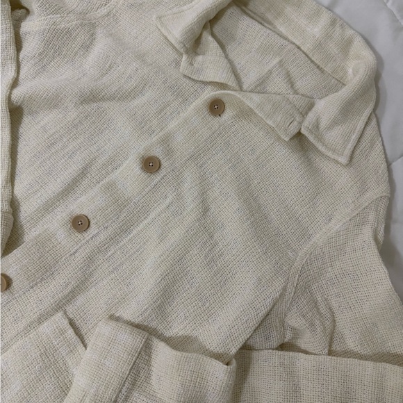 ZARA Textured Cream Button-Up Jacket - Picture 4 of 9